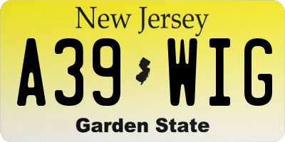 NJ license plate A39WIG