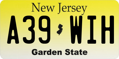 NJ license plate A39WIH
