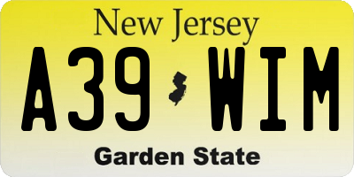 NJ license plate A39WIM