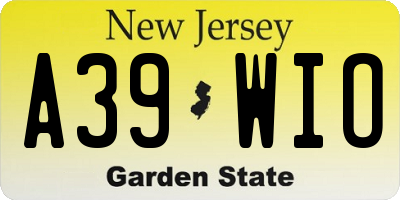 NJ license plate A39WIO