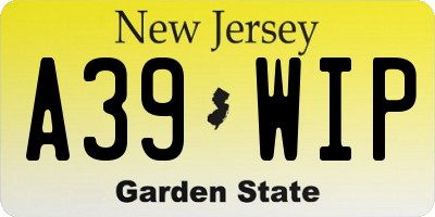 NJ license plate A39WIP