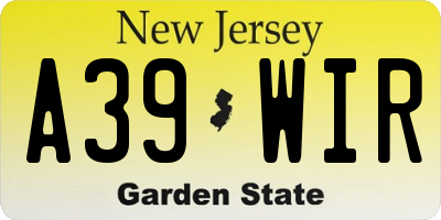 NJ license plate A39WIR