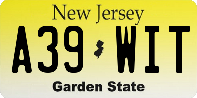 NJ license plate A39WIT