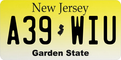 NJ license plate A39WIU