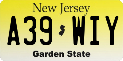NJ license plate A39WIY