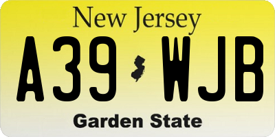 NJ license plate A39WJB