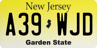 NJ license plate A39WJD