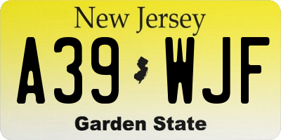 NJ license plate A39WJF