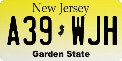 NJ license plate A39WJH