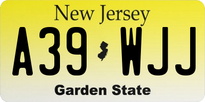 NJ license plate A39WJJ