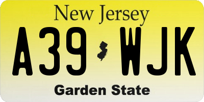 NJ license plate A39WJK