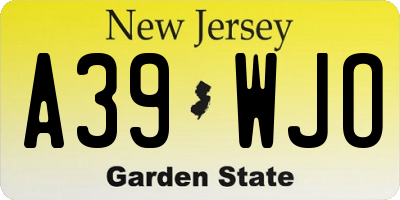 NJ license plate A39WJO