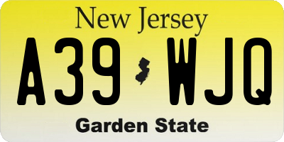 NJ license plate A39WJQ