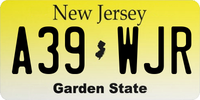 NJ license plate A39WJR