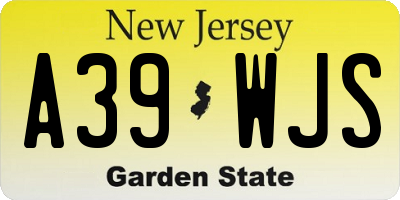 NJ license plate A39WJS