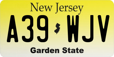 NJ license plate A39WJV