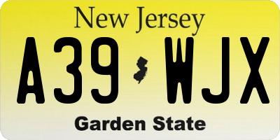 NJ license plate A39WJX