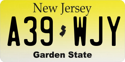NJ license plate A39WJY