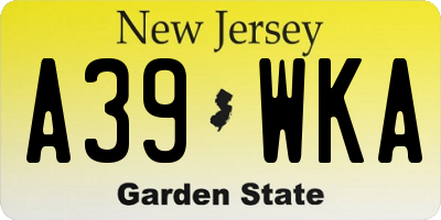 NJ license plate A39WKA
