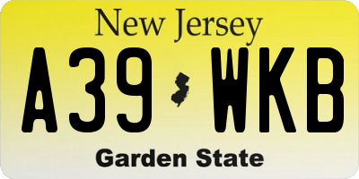 NJ license plate A39WKB