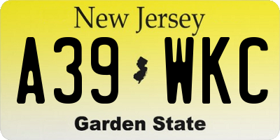 NJ license plate A39WKC