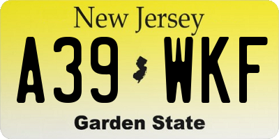 NJ license plate A39WKF