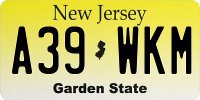 NJ license plate A39WKM
