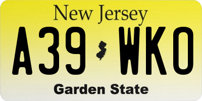 NJ license plate A39WKO
