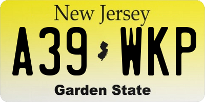 NJ license plate A39WKP