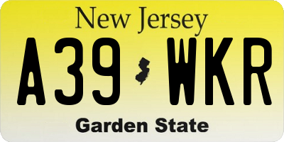 NJ license plate A39WKR