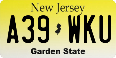 NJ license plate A39WKU