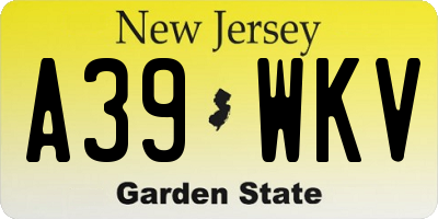 NJ license plate A39WKV
