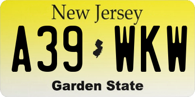 NJ license plate A39WKW