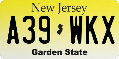NJ license plate A39WKX