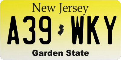 NJ license plate A39WKY