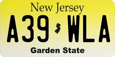 NJ license plate A39WLA