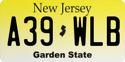 NJ license plate A39WLB