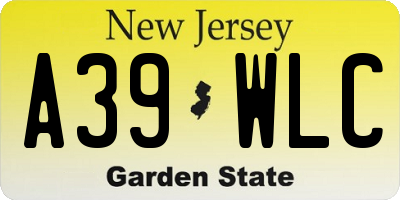 NJ license plate A39WLC