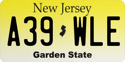 NJ license plate A39WLE