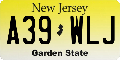 NJ license plate A39WLJ