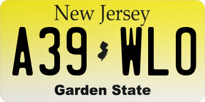 NJ license plate A39WLO