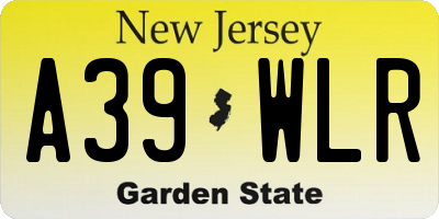 NJ license plate A39WLR