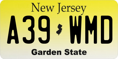 NJ license plate A39WMD