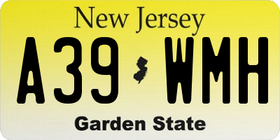 NJ license plate A39WMH
