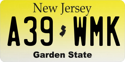 NJ license plate A39WMK