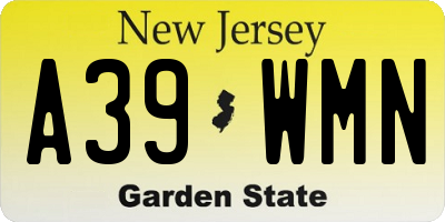 NJ license plate A39WMN