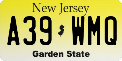 NJ license plate A39WMQ
