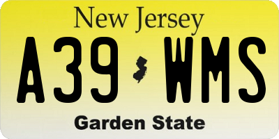 NJ license plate A39WMS
