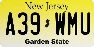 NJ license plate A39WMU