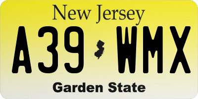 NJ license plate A39WMX